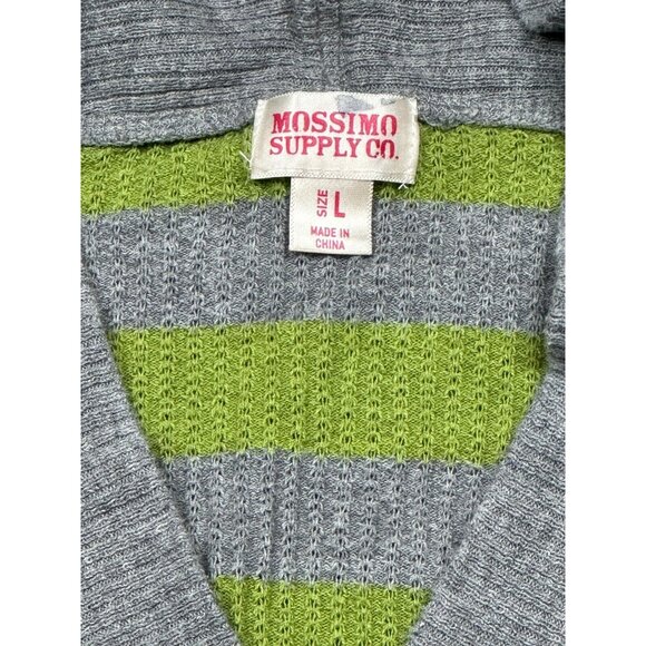 Mossimo Supply Womens Gray Green Striped Long Sleeve Hooded Sweater Size Large - Picture 8 of 14